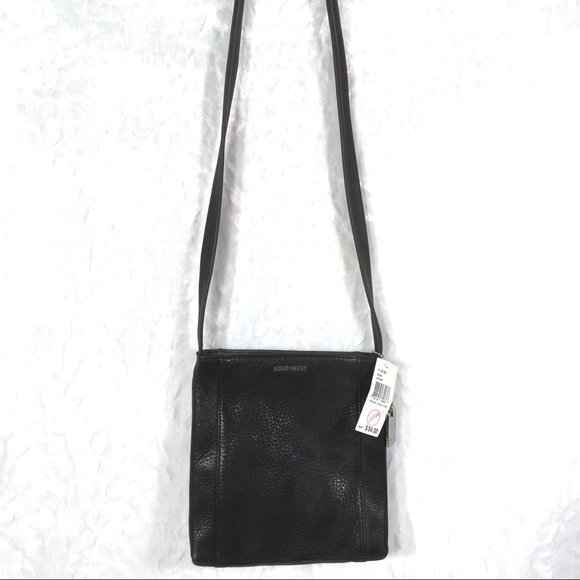 New! Nine West Black Leather Satchel Shoulder Bag - Picture 6 of 6